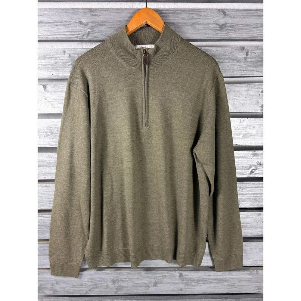Turnbury Mens Sweater 1/4 Zip / V-Neck Green Red Brown Merino Wool L Lot 3 NICE